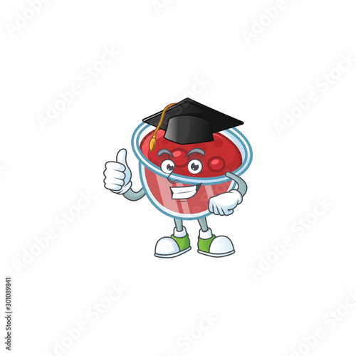 Canberries sauce with graduation hat mascot on white background