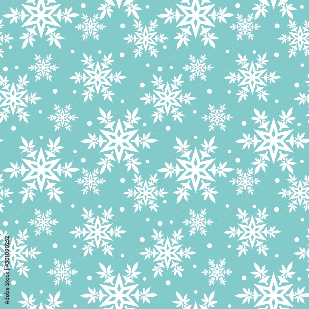 Christmas snowflakes with cannabis leaf seamless vector pattern Christmas snowflakes with cannabis leaf seamless vector pattern