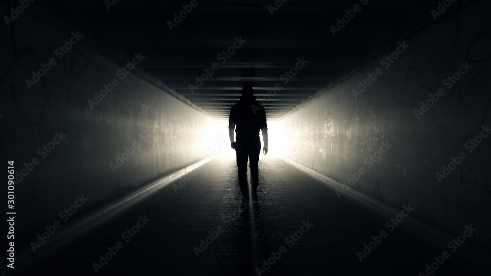 Man walking in Tunnel to the Light