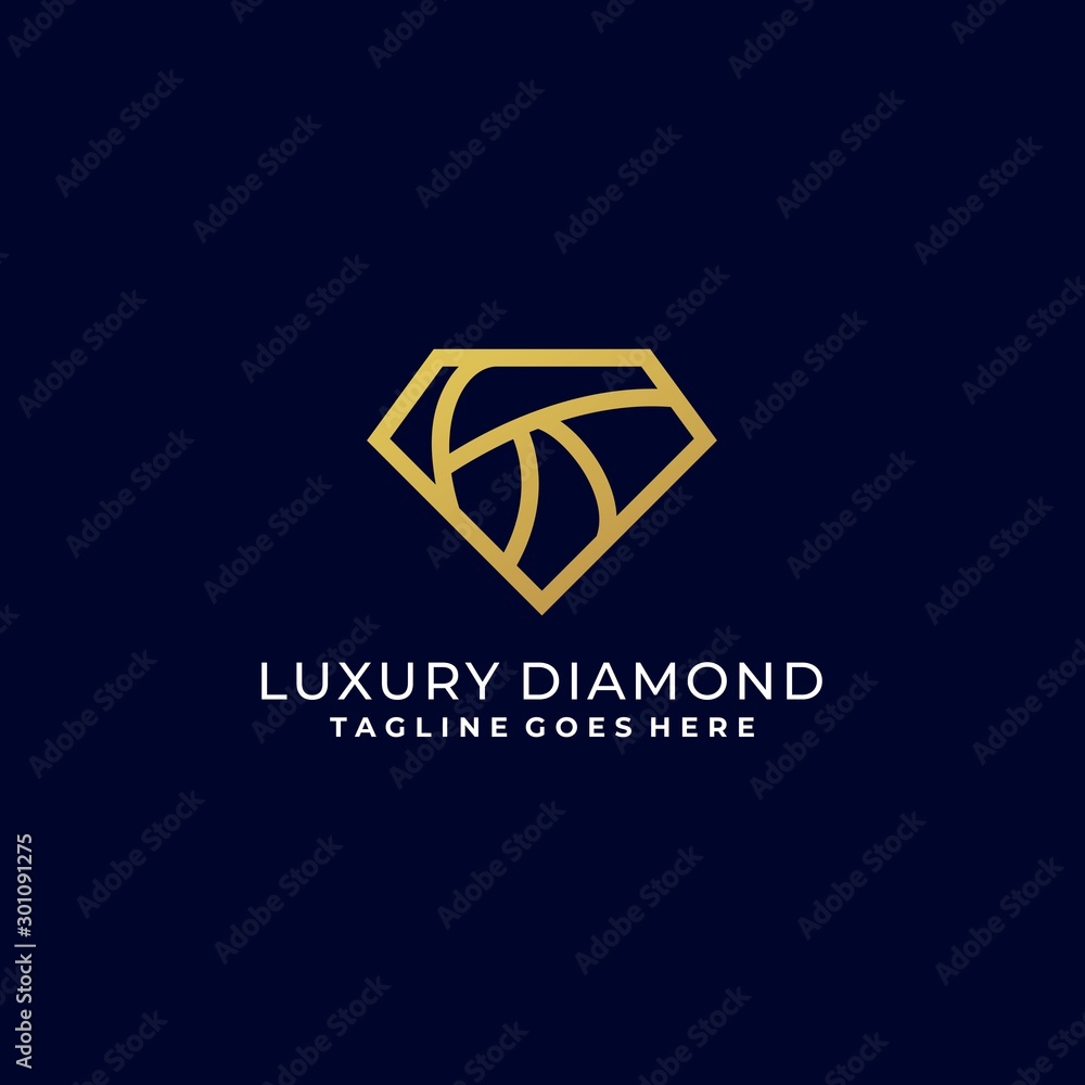 Diamond Luxury Line Art Vector Template Design Illustration Diamond Luxury Line Art Vector Template Design Illustration