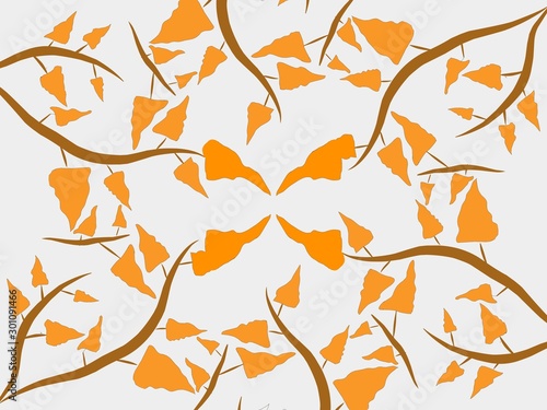 dried leaves and brown dry branches. flat style illustration