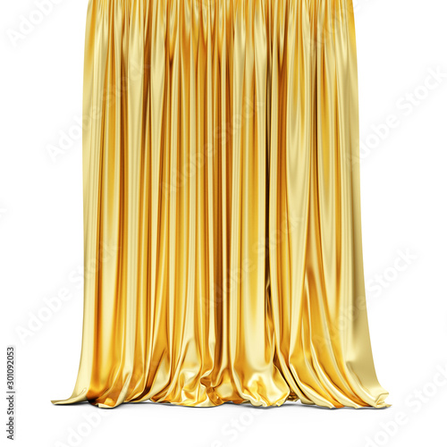Fotografie Gold Cloth Fabric or Curtain isolated on white background