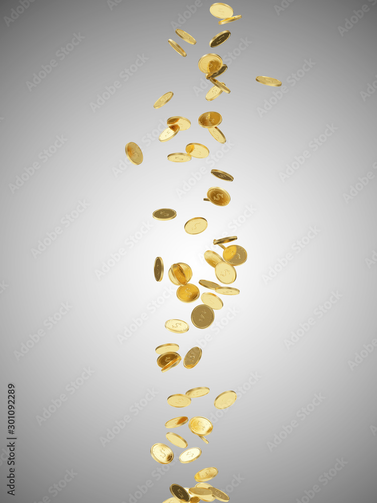Falling Golden Coins on gradient background