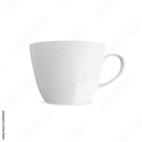 White Tea Cup Mockup Design isolated on white background. 3D Rendering