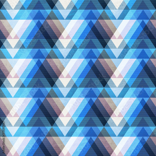 Blue triangle seamless pattern.