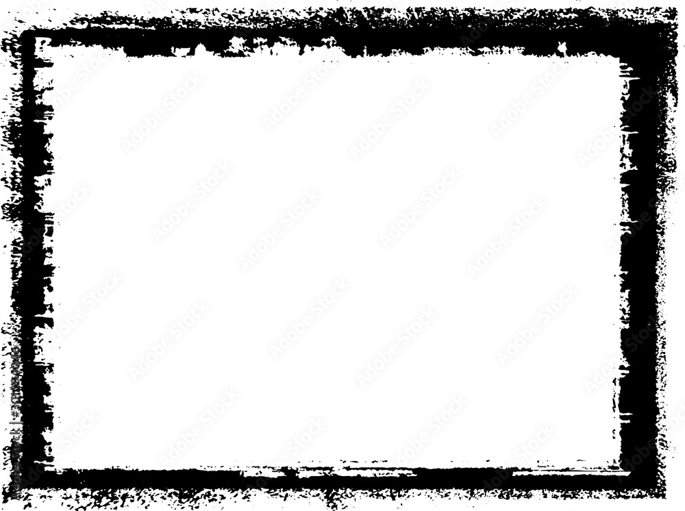 Black frame hand drawn on white background. Paint strokes with a dry brush Black frame hand drawn on white background. Paint strokes with a dry brush