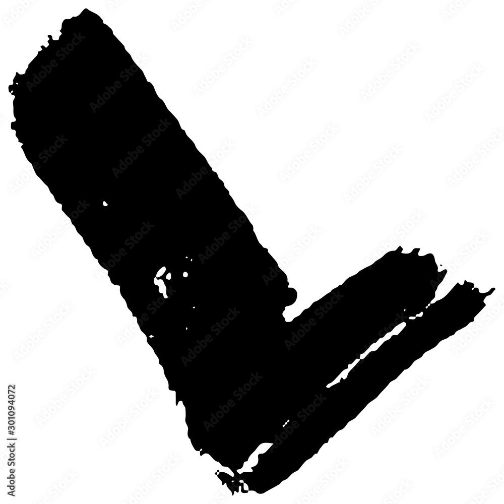 Flat icon checklist mark symbol. Check mark icon vector. Strokes of black paint by hand on a white background