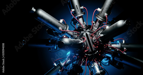 Abstract concept of reactor. Background of fusion reactor. Reaction chamber. 3d illustration photo