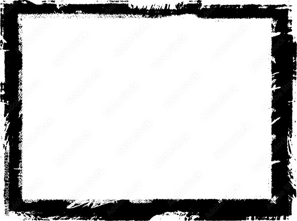 Black frame hand drawn on white background. Paint strokes with a dry brush Black frame hand drawn on white background. Paint strokes with a dry brush