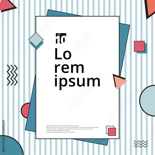 Abstract template simple background geometric layout design with square, circle, triangle, square elements memphis style.