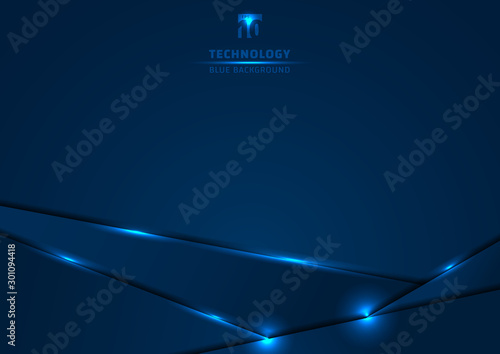 Template metallic blue and shine lighting frame layout design technology innovation concept with space your text.
