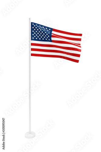 American flag of united states of america isolated on white background