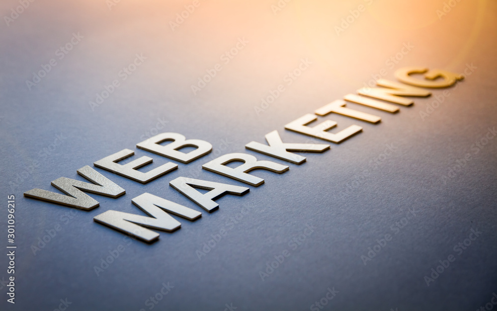 Fototapeta premium Word web marketing written with white solid letters