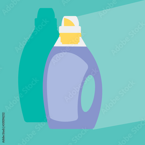 image of dishwashing detergent bottles isolated on white background