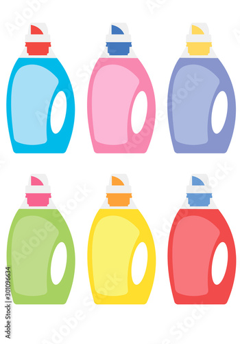 image of dishwashing detergent bottles isolated on white background