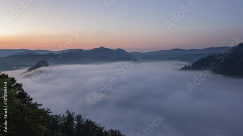 Wallpaper Mural Sea of clouds over Dunajec River Gorge just before sunrise. Video with camera motion. Torontodigital.ca