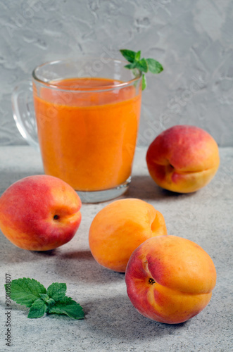 Apricot smoothie and ripe apricots