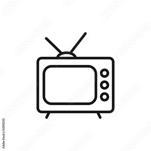 Tv icon outline television line old tv symbol vector image