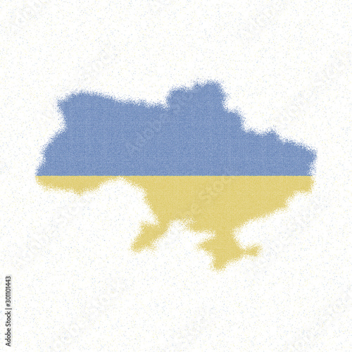 Map of Ukraine. Mosaic style map with flag of Ukraine. Dramatic vector illustration.