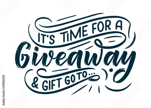 Vintage card with giveaway lettering. Calligraphy text. Decoration template. Vector illustration for holiday design.