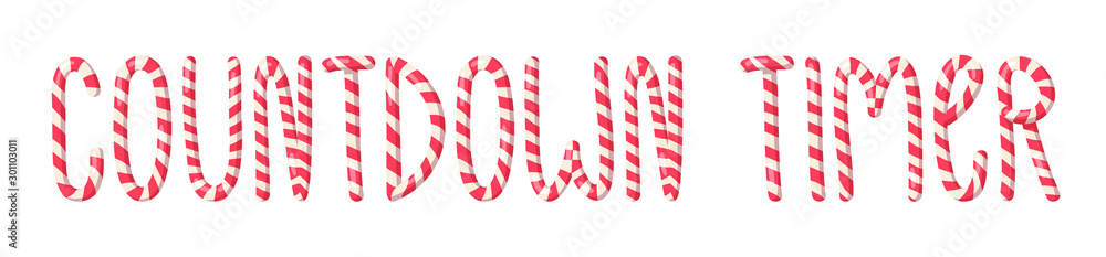 Obraz premium Cartoon vector illustration Christmas Candy Cane. Hand drawn font. Actual Creative Holidays sweet alphabet and word 