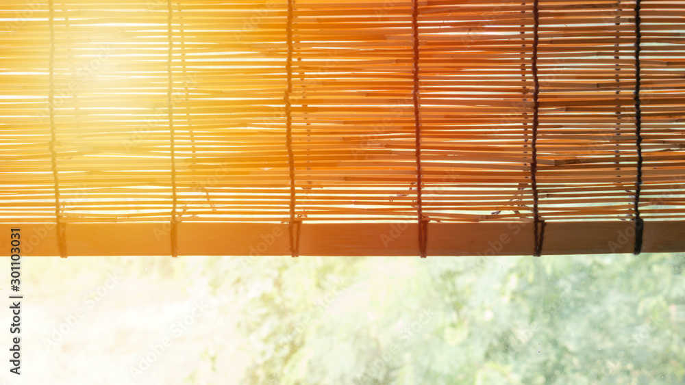Bamboo blinds or sun blinds in the room Asian home decor Stock Photo |  Adobe Stock