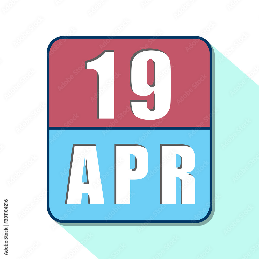april 19th. Day 19 of month,Simple calendar icon on white background. Planning. Time management. Set of calendar icons for web design. spring month, day of the year concept april 19th. Day 19 of month,Simple calendar icon on white background. Planning. Time management. Set of calendar icons for web design. spring month, day of the year concept