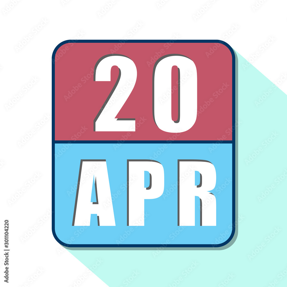 april 20th. Day 20 of month,Simple calendar icon on white background. Planning. Time management. Set of calendar icons for web design. spring month, day of the year concept april 20th. Day 20 of month,Simple calendar icon on white background. Planning. Time management. Set of calendar icons for web design. spring month, day of the year concept