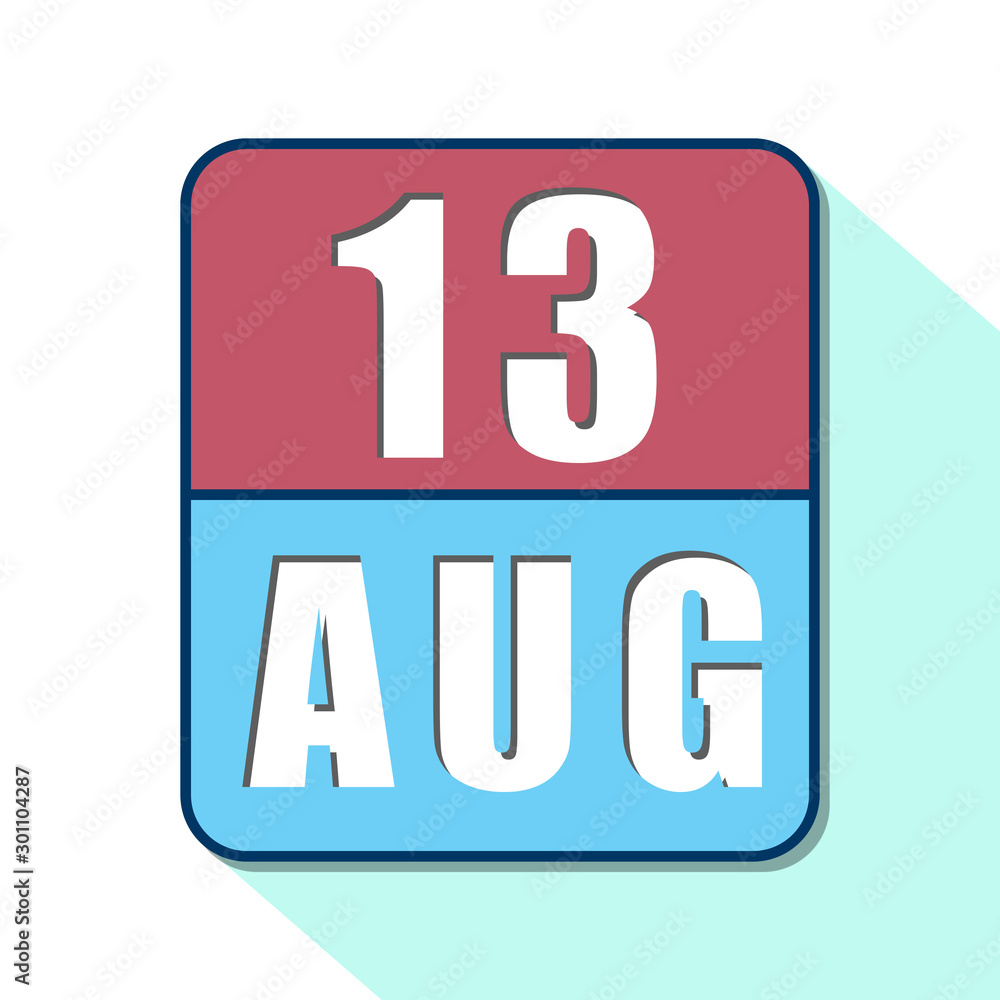 august 13th. Day 13 of month,Simple calendar icon on white background. Planning. Time management. Set of calendar icons for web design. summer month, day of the year concept august 13th. Day 13 of month,Simple calendar icon on white background. Planning. Time management. Set of calendar icons for web design. summer month, day of the year concept