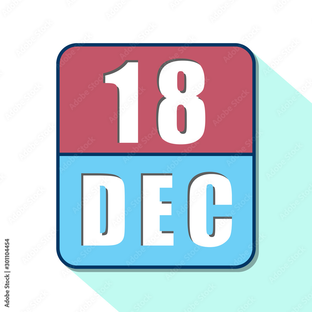 december 18th. Day 18 of month,Simple calendar icon on white background. Planning. Time management. Set of calendar icons for web design. winter month, day of the year concept december 18th. Day 18 of month,Simple calendar icon on white background. Planning. Time management. Set of calendar icons for web design. winter month, day of the year concept