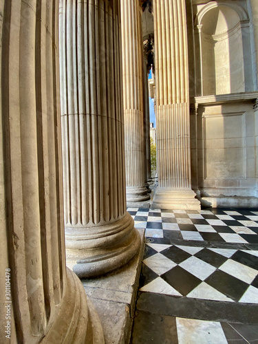 Classical columns in the porch of St Paul s Cathedral  London