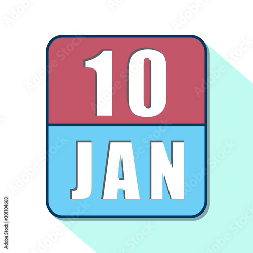 january 10th. Day 10 of month,Simple calendar icon on white background. Planning. Time management. Set of calendar icons for web design. winter month, day of the year concept