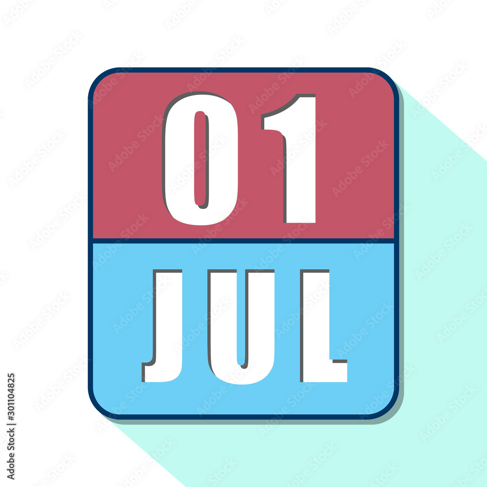 july 1st. Day 1 of month, Simple calendar icon on white background. Planning. Time management. Set of calendar icons for web design. summer month, day of the year concept july 1st. Day 1 of month, Simple calendar icon on white background. Planning. Time management. Set of calendar icons for web design. summer month, day of the year concept