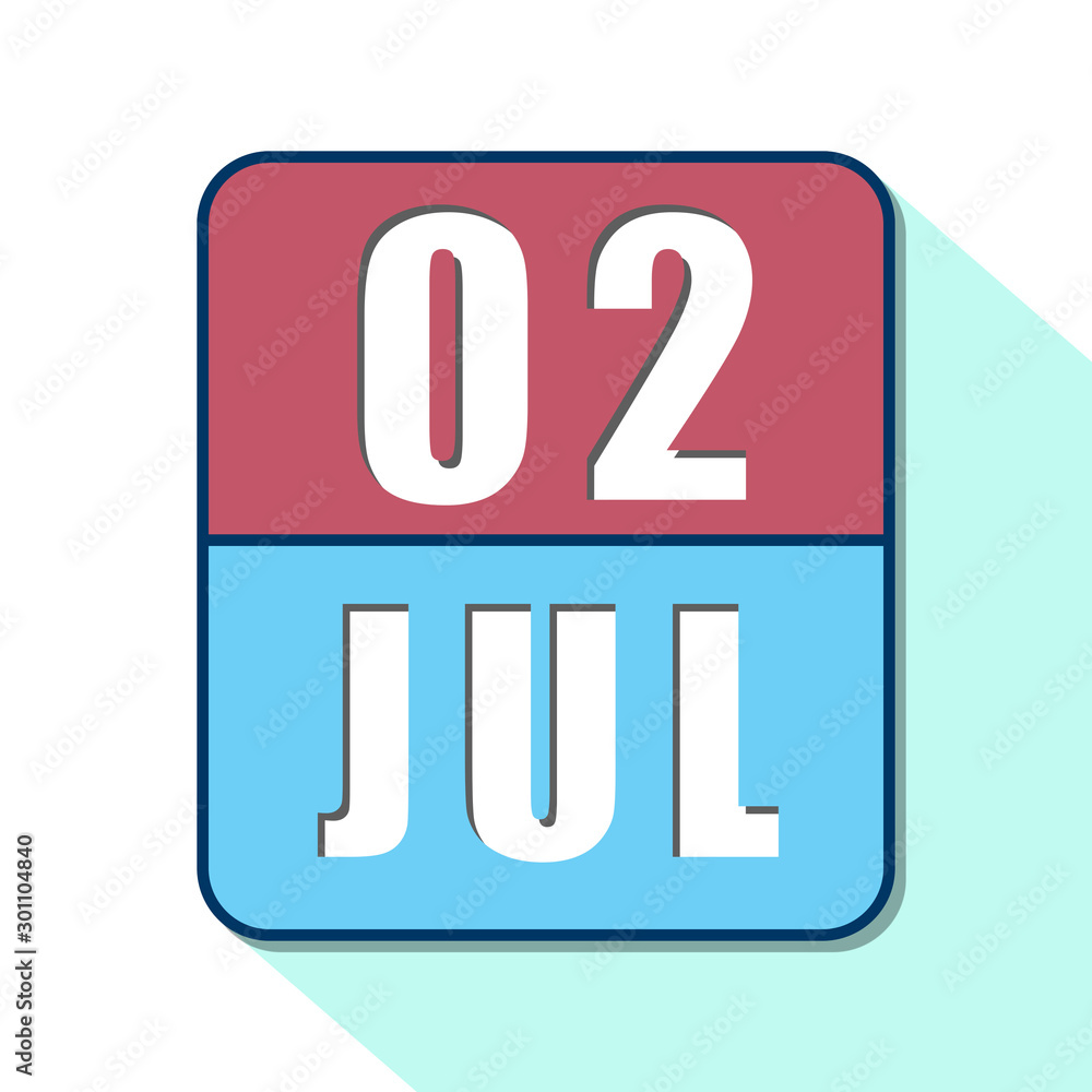 july 2nd. Day 2 of month,Simple calendar icon on white background. Planning. Time management. Set of calendar icons for web design. summer month, day of the year concept july 2nd. Day 2 of month,Simple calendar icon on white background. Planning. Time management. Set of calendar icons for web design. summer month, day of the year concept
