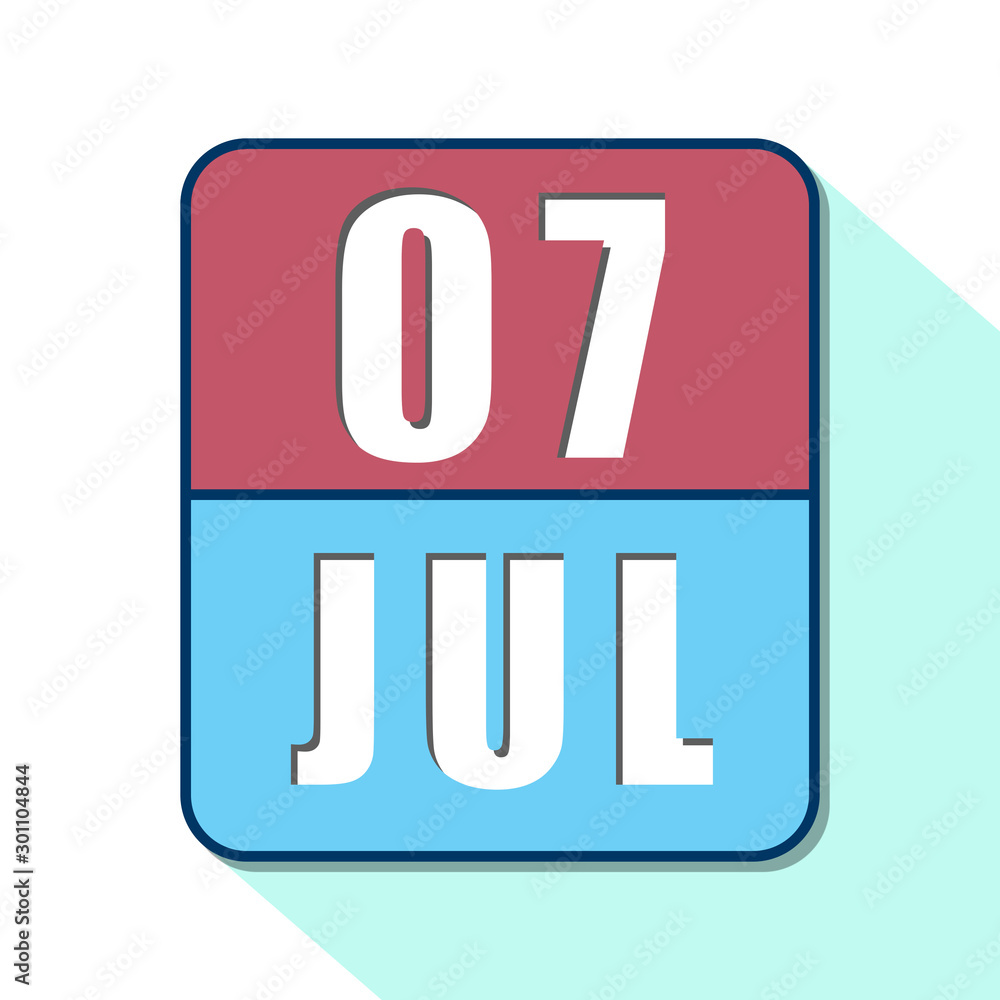 july 7th. Day 7 of month,Simple calendar icon on white background. Planning. Time management. Set of calendar icons for web design. summer month, day of the year concept july 7th. Day 7 of month,Simple calendar icon on white background. Planning. Time management. Set of calendar icons for web design. summer month, day of the year concept
