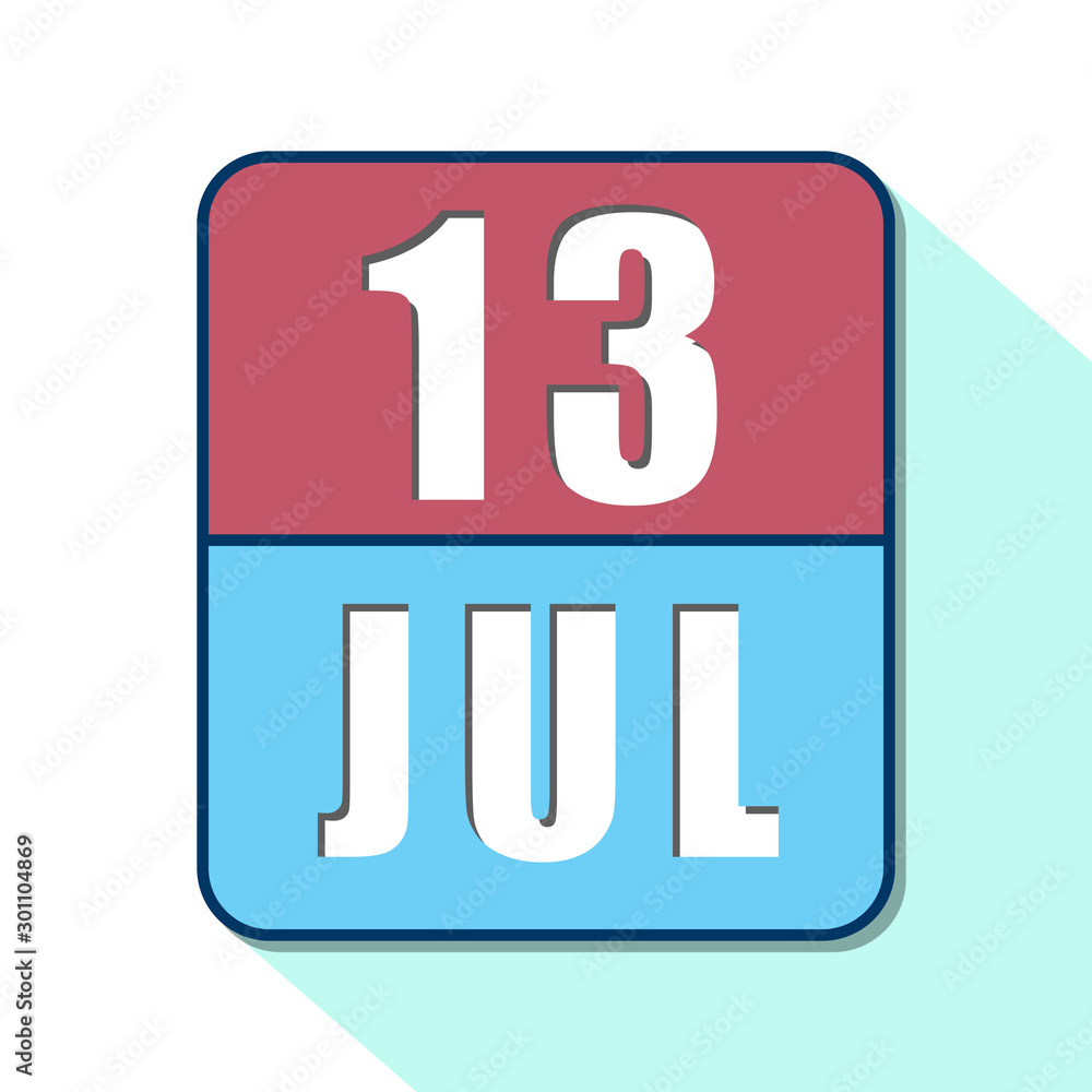 july 13th. Day 13 of month,Simple calendar icon on white background. Planning. Time management. Set of calendar icons for web design. summer month, day of the year concept july 13th. Day 13 of month,Simple calendar icon on white background. Planning. Time management. Set of calendar icons for web design. summer month, day of the year concept