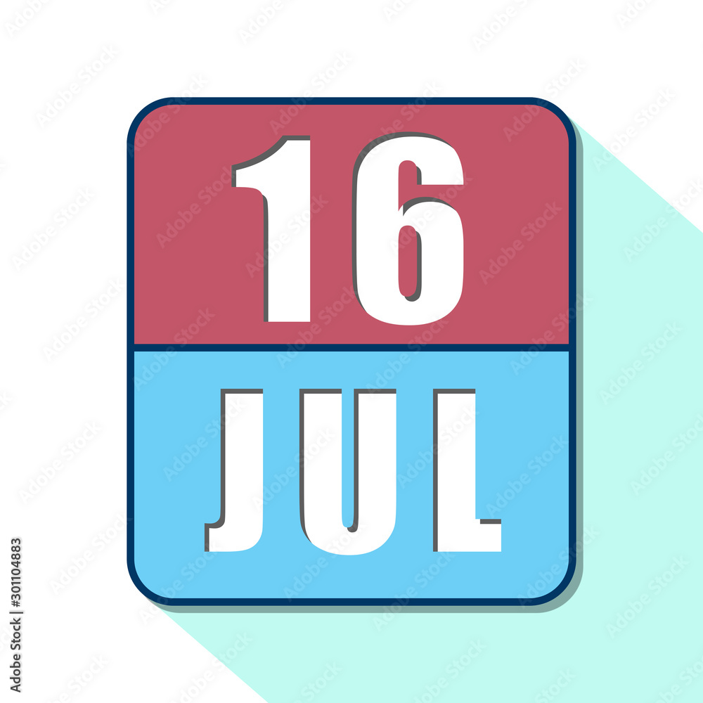 july 16th. Day 16 of month,Simple calendar icon on white background. Planning. Time management. Set of calendar icons for web design. summer month, day of the year concept july 16th. Day 16 of month,Simple calendar icon on white background. Planning. Time management. Set of calendar icons for web design. summer month, day of the year concept