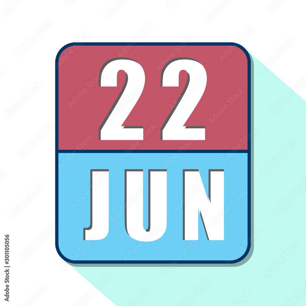 june 22nd. Day 22 of month,Simple calendar icon on white background. Planning. Time management. Set of calendar icons for web design. summer month, day of the year concept june 22nd. Day 22 of month,Simple calendar icon on white background. Planning. Time management. Set of calendar icons for web design. summer month, day of the year concept