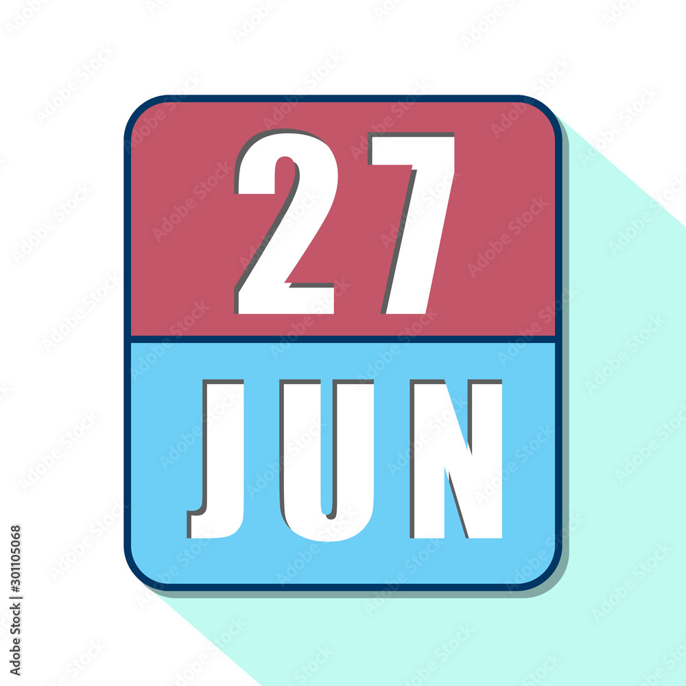 june 27th. Day 27 of month,Simple calendar icon on white background. Planning. Time management. Set of calendar icons for web design. summer month, day of the year concept june 27th. Day 27 of month,Simple calendar icon on white background. Planning. Time management. Set of calendar icons for web design. summer month, day of the year concept