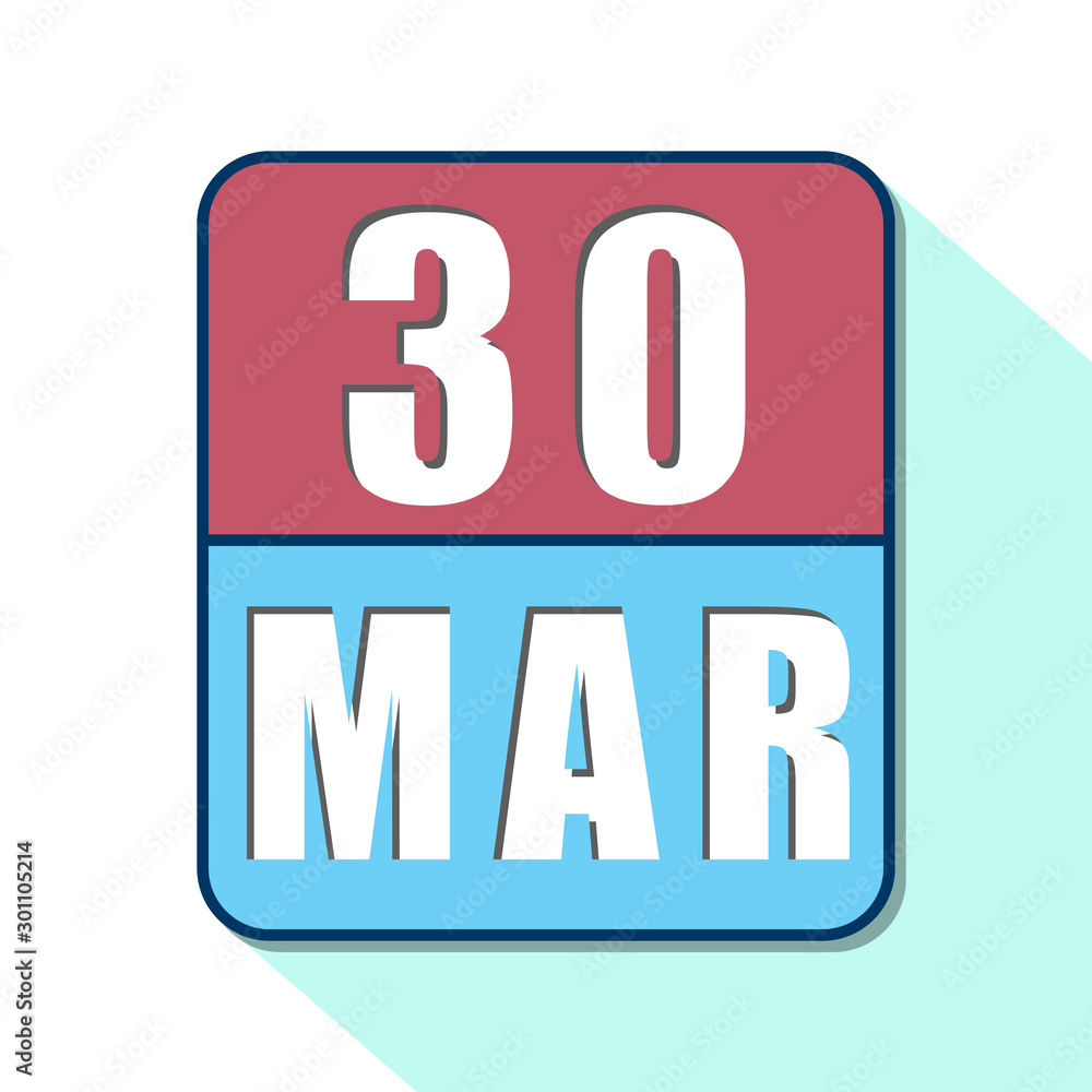 march 30th. Day 30 of month,Simple calendar icon on white background. Planning. Time management. Set of calendar icons for web design. spring month, day of the year concept march 30th. Day 30 of month,Simple calendar icon on white background. Planning. Time management. Set of calendar icons for web design. spring month, day of the year concept