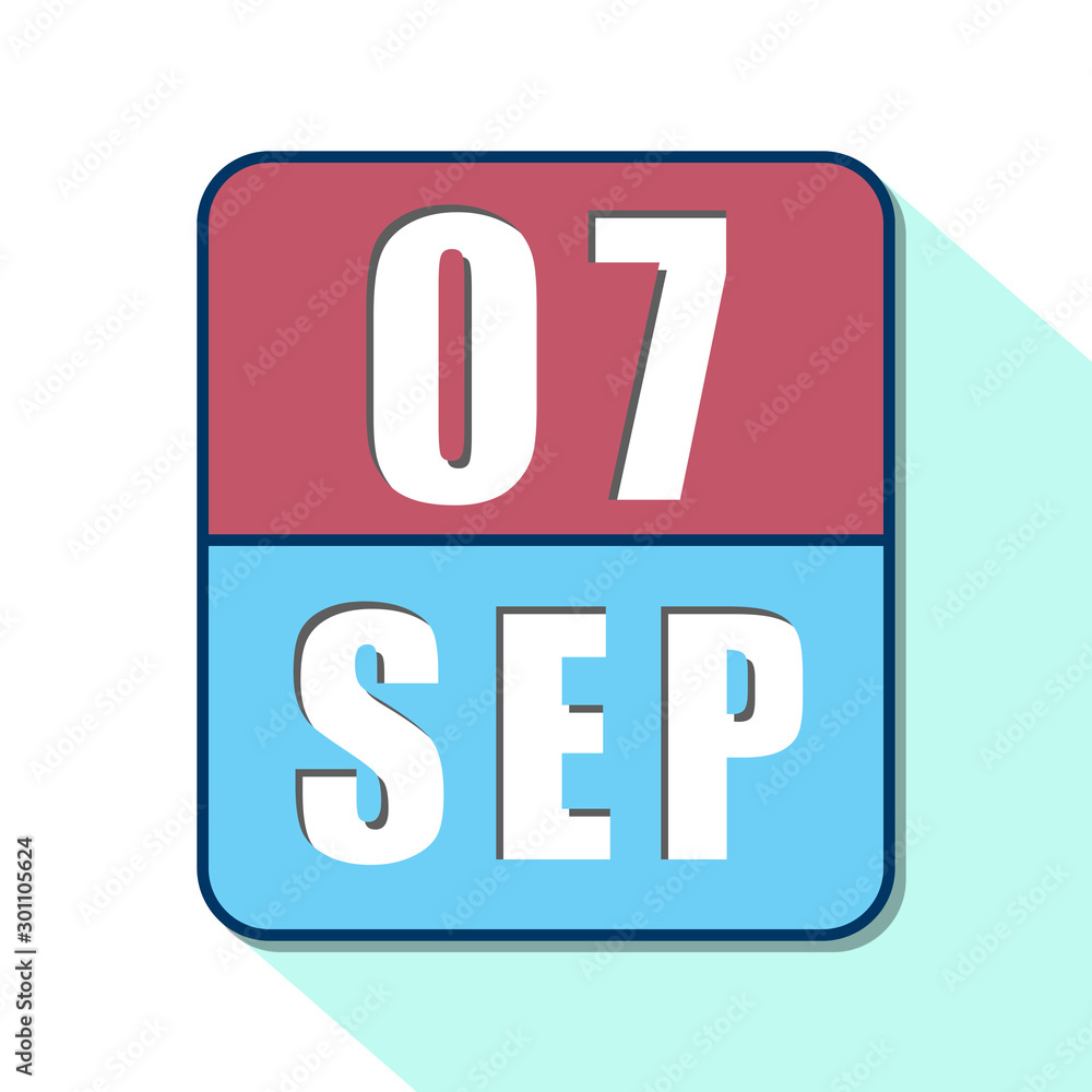 september 7th. Day 7 of month,Simple calendar icon on white background. Planning. Time management. Set of calendar icons for web design. autumn month, day of the year concept september 7th. Day 7 of month,Simple calendar icon on white background. Planning. Time management. Set of calendar icons for web design. autumn month, day of the year concept