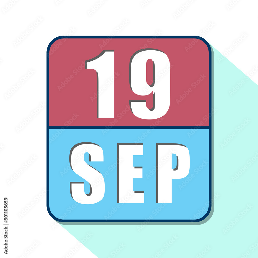 september 19th. Day 19 of month,Simple calendar icon on white background. Planning. Time management. Set of calendar icons for web design. autumn month, day of the year concept september 19th. Day 19 of month,Simple calendar icon on white background. Planning. Time management. Set of calendar icons for web design. autumn month, day of the year concept