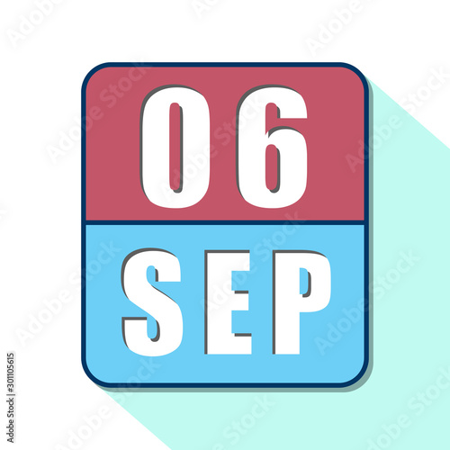 september 6th. Day 6 of month,Simple calendar icon on white background. Planning. Time management. Set of calendar icons for web design. autumn month, day of the year concept