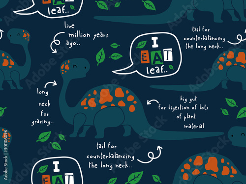 seamless pattern vector of brontosaurus