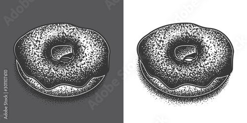 Original monochrome vector illustration of a sweet donut.