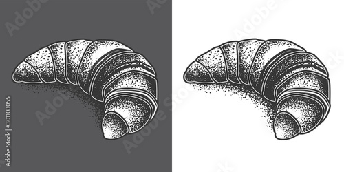 Original monochrome vector illustration of croissants.