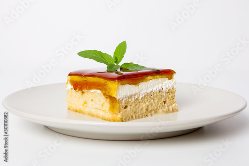 Turkish Traditional Caramel Trilece Dairy Dessert Cake photo