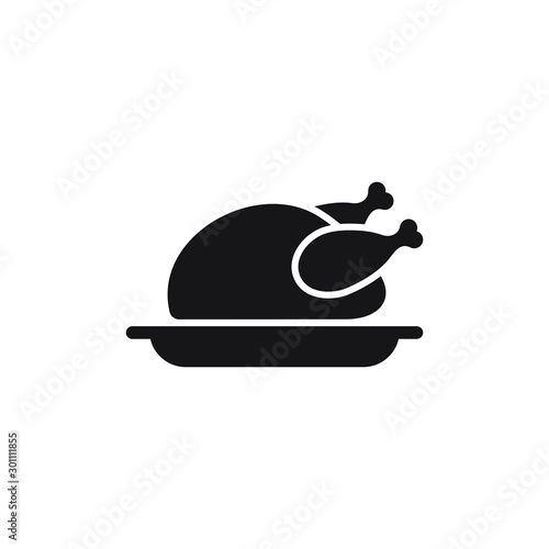 Chicken icon. chicken dish vector. chicken vector. chicken on plate vector.