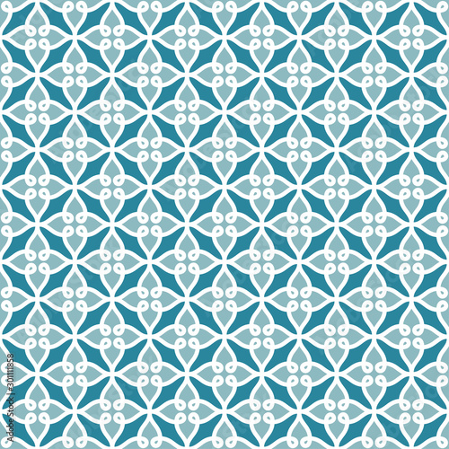 Moroccan decorative pattern for the background, tile and textiles. It is assembled from modular parts. Vector. Seamless.