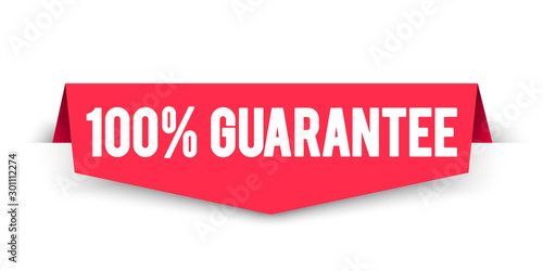 Vector Illustration 100 Percent Guarantee Label. Modern Web Corner Banner Element